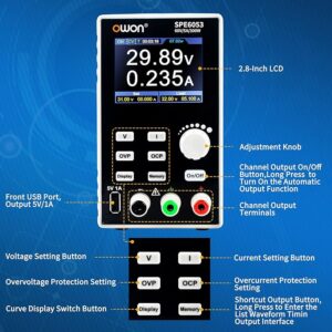 OWON 6053 DC Power Supply, 300W,60V/5A, High Resolution at 10mV/1mA, Protable Bench Power Supply with TFT LCD, Single Channel Switching Power Supply for Electronics Testing, Repairing& Researching - Image 3