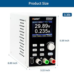 OWON 6053 DC Power Supply, 300W,60V/5A, High Resolution at 10mV/1mA, Protable Bench Power Supply with TFT LCD, Single Channel Switching Power Supply for Electronics Testing, Repairing& Researching - Image 6